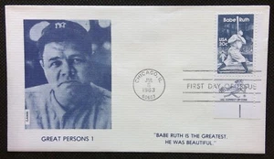 Scott 2046 FDC Babe Ruth George Herman Baseball PANE Edge ZIP CODE GAMM Cachet - Picture 1 of 3