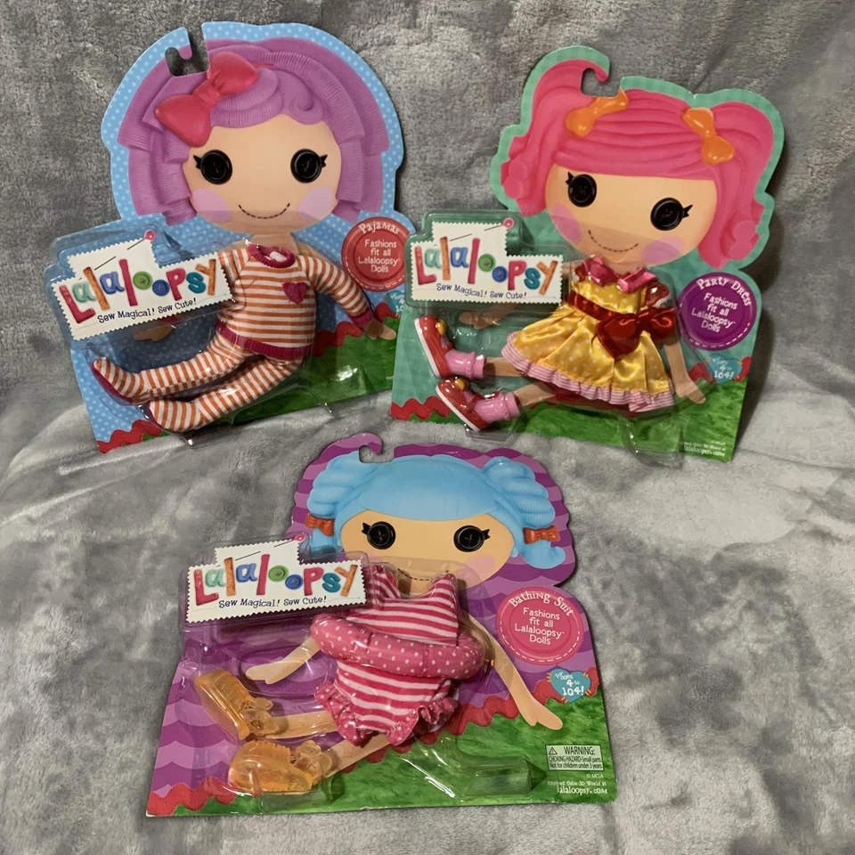 Lote de 3 Ropa Muñeca Lalaloopsy Vestido de Fiesta Pijama Traje de Baño MGA Nuevo Sellado Foto 1 de 4