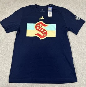 Adidas NHL Seattle Kraken 2024 Winter Classic Mens Blue T-Shirt Size Large NWT - Picture 1 of 7