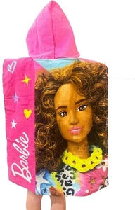 Barbie Hooded Towel Kids Poncho Swimming Beach Pool Fresh Pink Robe 115cm x 50cm - Picture 1 of 6
