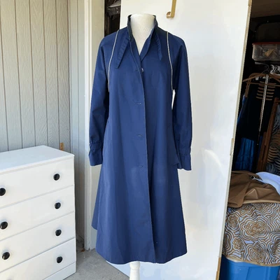 Gabardina retro Raindrops by Fleet Street azul marino de colección tubería crema años 70 80 Foto 1 de 4