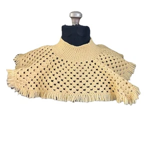 Beautiful Hand Crocheted Toddler Poncho .Scarf. With Fringe. - Picture 1 of 5