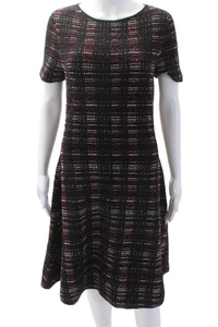 Carolina Herrera Women Black Plaid A-Line Sweater Dress Viscose Blend Size M - Picture 1 of 5