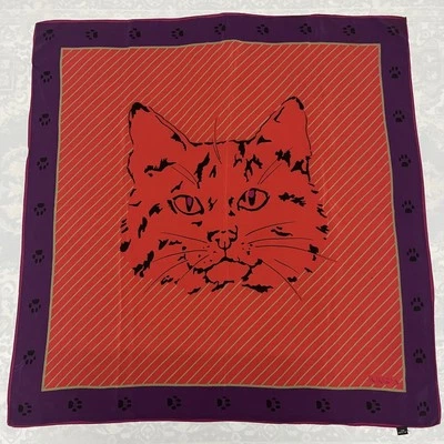 KRIZIA Bufanda Seda 100% Estampado Animal Púrpura Rojo Cuadrado Talla 34"X35" Foto 1 de 4