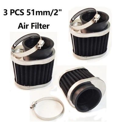 3x Filtro de Ar de Motocicleta Limpador Pod de Entrada 51mm/2" Preto Cogumelo Metal Oval EUA - Imagem 1 de 4