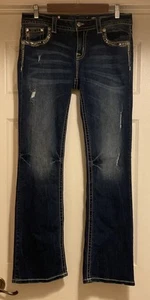 Miss Me Denim Jeans Signature Boot Embellished Pockets Sz 30 - Picture 1 of 15