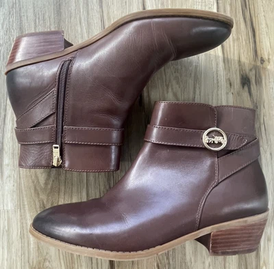 Coach FG4188 Mujer 9B Debi Cuero Botín Nogal Dorado Carriage Botas Boho Foto 1 de 4