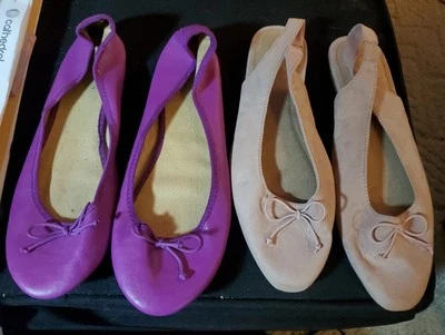 NEW Old Navy Beige Ultra Suede Slingback Shoes Size 9 Purple Ballet Flats LOT/2 - Image 1 of 4