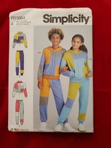 Simplicity Kids Sweatsuit Hoodie Set Pattern R11664 Size 8-16 Free Shipping - Picture 1 of 2