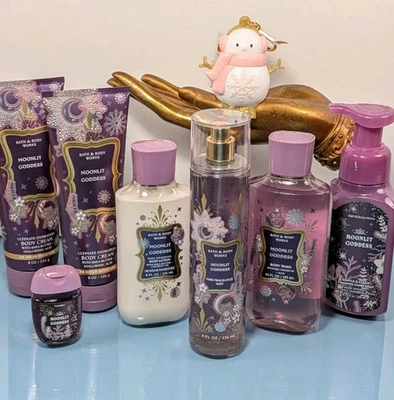8 Piece Gift Set MOONLIT GODDESS Bath & Body Works Mist Cream Pocketbac Snowgirl - Image 1 of 4