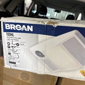 Broan Heater/Fan/Light 2-Sone 100-CFM White Lighted Bathroom Fan 100HL - Picture 1 of 9