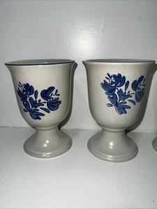Pfaltzgraff Yorktowne Stoneware 4 3/4" Footed Goblets set of 8 EIGHT Pristine!! - Picture 1 of 16