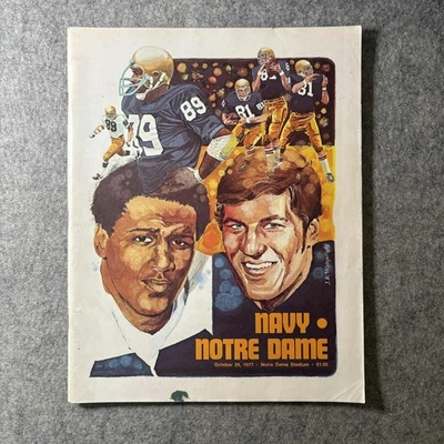 1977 Notre Dame vs Navy Football Program Vintage NCAA National Champs Season - Image 1 of 4