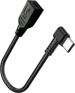 Mini USB Female to Type C Male Cable,USB-C 5.9in, Black - Afbeelding 1 van 7