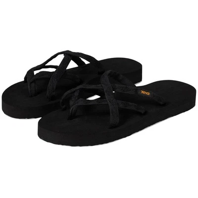 Sandalias de Tanga Teva Olowahu Multi Correa Talla US 5 Negras sobre Negras Foto 1 de 4