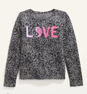 Old Navy Kids Size XL (14-16) Cheetah Love Long Sleeve Graphic Tee T-Shirt NWT - Picture 1 of 2