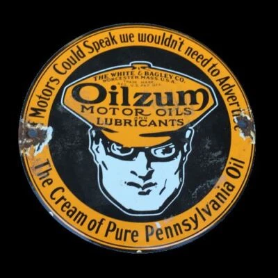 Винтажная черно-оранжевая металлическая эмаль Oilzum Mechanic для заправочной станции декор знак 6 дюймов - Изображение 1 из 4