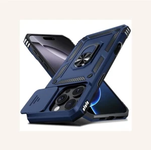IPhone 16 Pro Max Case,Full Body Protective Cover+Finger Ring Kickstand Blue - Picture 1 of 10