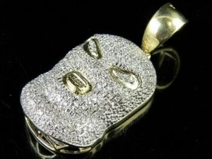 3Ct Lab Created Diamond Man Mask Ice Out Hip Hop Pendant 14K Yellow Gold Plated - Picture 1 of 4