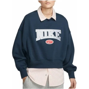 Nike Women's Sportswear Phoenix Fleece City Edition Crewneck Sweatshirt  Navy XS - Picture 1 of 12