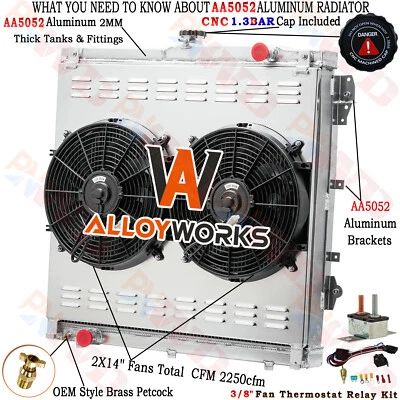 Aluminum 4 Row Radiator Shroud Fan For 2007-14 2019 TOYOTA TUNDRA SR SR5 4.0L V6 Foto 1 de 4