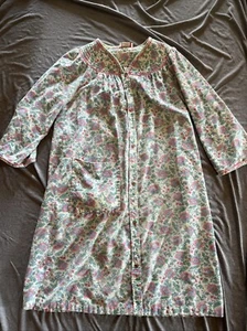 Vintage Smart Time Womens House Dress Coat Robe Duster Grandma Core Floral Med - Picture 1 of 7