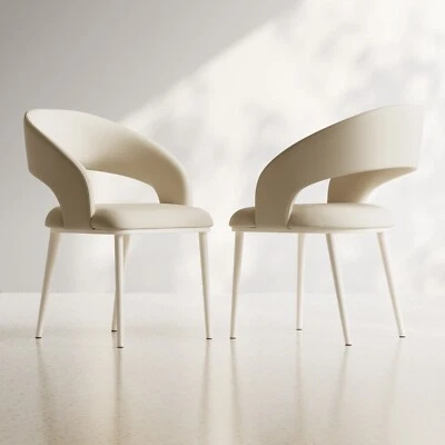 Set of 2 Dining Chairs White Dining Chairs with Comfortable Cushion for Kitchen - Image 1 of 4