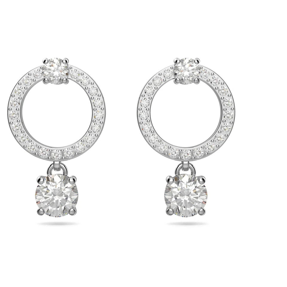 Swarovski Constella Hoop Earrings Round Cut White Rhodium Plated 5563278