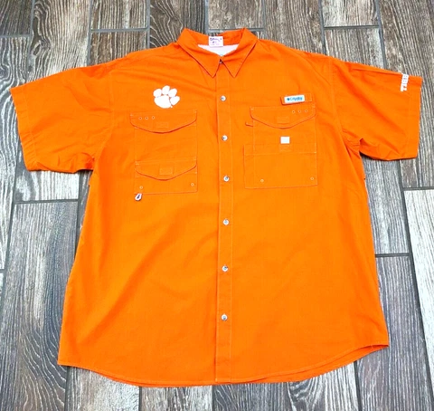 Columbia PFG Clemson Tigers Vented Short Sleeve Shirt Football Orange 2XL 3XL Cover