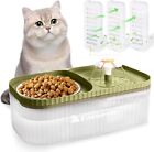 Cat Water Fountain and Food Bowl, 3L/101Oz Ultra Quiet Pet Water Dispen,3 Filter