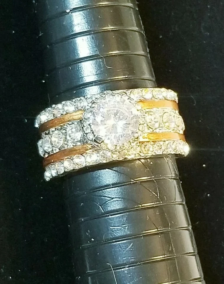 Topacio blanco chapado en oro blanco y rosa talla 10,75 ancho 13 gramos  Foto 1 de 3