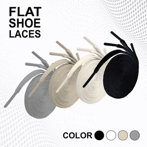 Shoe Laces Pair Flat Coloured Boot Ties Short Long Kids Adult Trainer 8mm Wide - Picture 1 of 16