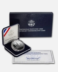 1996 Smithsonian Commemorative Silver Proof Dollar COA OGP Uncirculated 90% - Picture 1 of 12