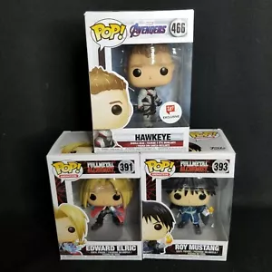 Lote de 3 Funko Pop! Animación Hawkeye 466 Edward Elric 391 Roy Mustang 393 Nuevo - Imagen 1 de 12
