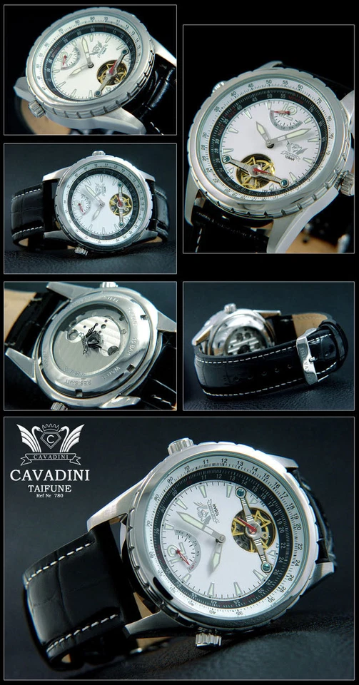 CAVADINI Automatik Herrenuhr mit Gangreserve Edelstahl offene Unruhe CV-780 - Bild 1 von 1