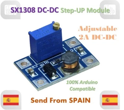 DC-DC SX1308 Step-UP Adjustable Step Up Power Boost Converter 2-24V to 2-28V 2A - Imagen 1 de 4
