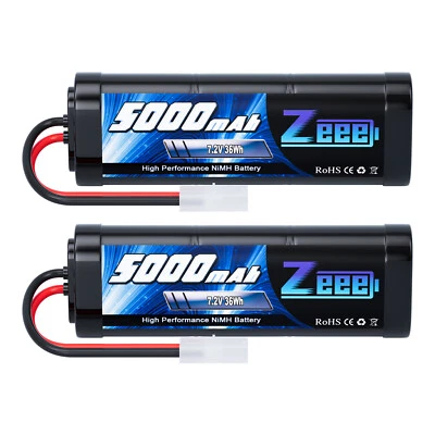 2x Zeee 7.2V 5000mAh NiMH Battery Tamiya Plug for RC Car Truck Truggy Buggy Boat - Image 1 of 4