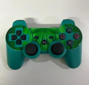 Green Leaf Wireless Controller For PS3 Game Control Pad Skin 420 RAW Skull Gift - Picture 1 of 2
