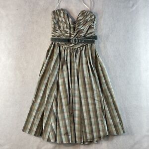 Betsey Johnson Dress Size 2 Strapless Puffy Prom Party Short Flare Stripe Silk