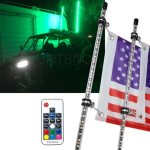 2x 3ft Spiral LED Whip Light Antenna Flag UTV ATV for Can Am Polaris RZR 1000 - Picture 1 of 16
