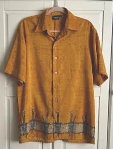 Sideout Hawaiian Men’s Button Down Floral Shirt Size M Tiki Torches Short Sleeve - Picture 1 of 7