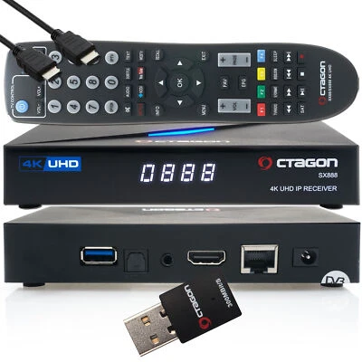 ►OCTAGON SX888 4K UHD IP H.265 HEVC IPTV Set-Top Box + 300 Mbits Wifi Stick - Bild 1 von 4