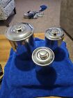 Vintage 1950’s MCM Revereware 1801 Stainless Steel Canisters with Clear Knobs...