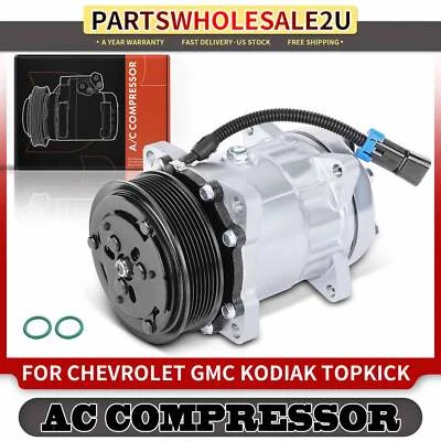 AC Compressor with Clutch for Chevy C60 C6500 C70 C7500 Kodiak GMC C6000 Topkick - Image 1 of 4