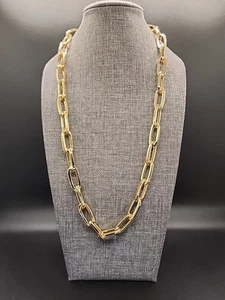 Moda Al Massimo 18K Yellow Gold Over Bronze Paperclip Chain 24" JTV MA336B-24 - Picture 1 of 7