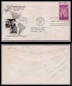 US FDC # 895 3c Pan American Union ArtCraft 1940, 0a1562 - Picture 1 of 1