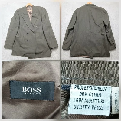 Blazer Hugo Boss masculino peito duplo 48L cinza mistura de lã ajuste clássico jaqueta - Imagem 1 de 4