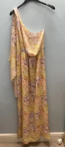 Topshop One Shoulder Yellow Floral Maxi Dress Size 10 - Picture 1 of 8