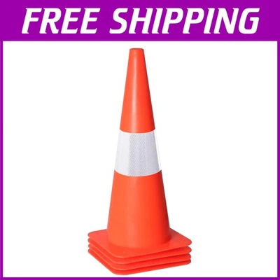 Stackable 18-Inch Fluorescent Orange Traffic Safety Cones for Multi-Purpose Use - Image 1 of 4