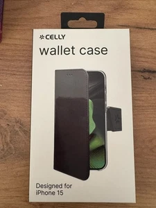 CUSTODIA A LIBRO PER IPHONE 15 NERA SIMIL PELLE TASCHE FLAP CALAMITA + PELLICOLA - Imagen 1 de 3